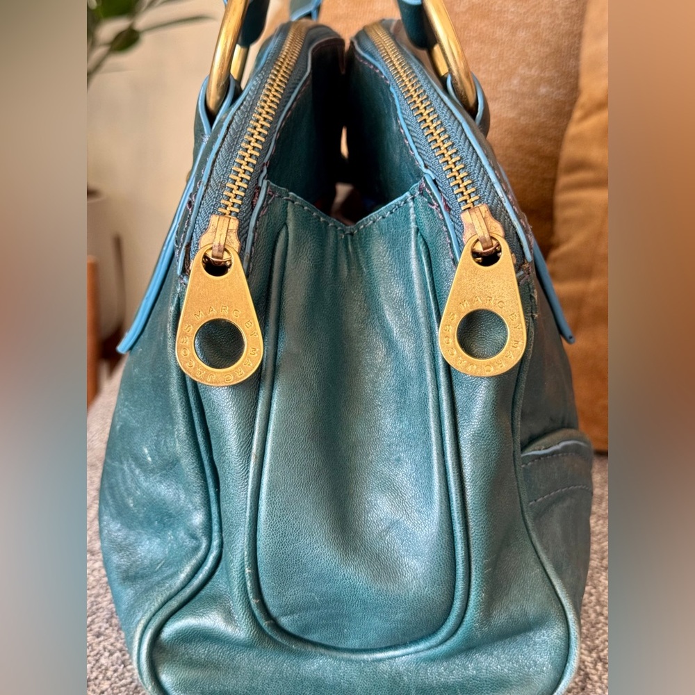 Marc by Marc Jacobs Green Leather Top-Handle Satchel with Gold Hardware - Picture 6 of 16
